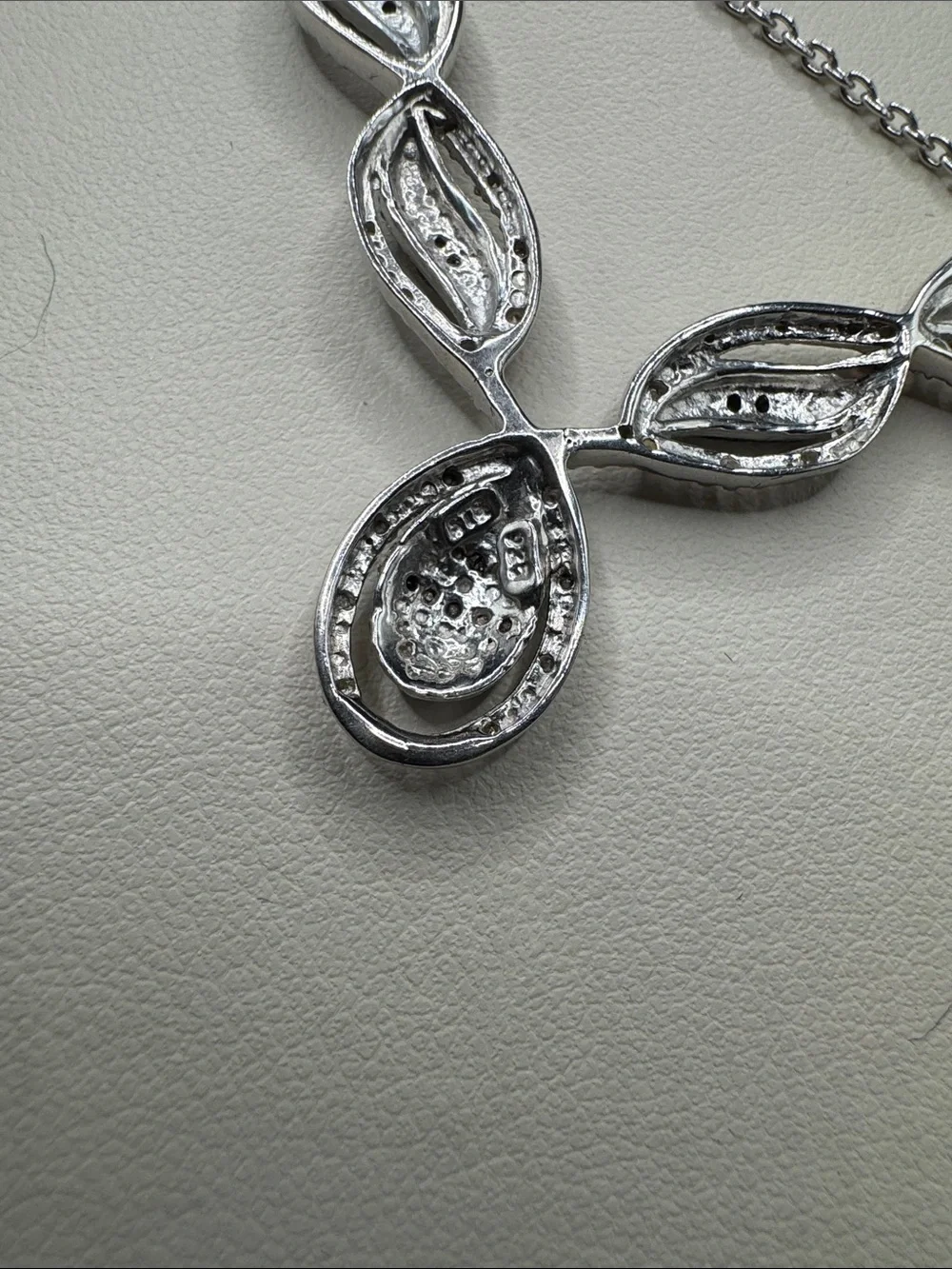 Sterling Silver  Black and white  diamond  18 in Necklace